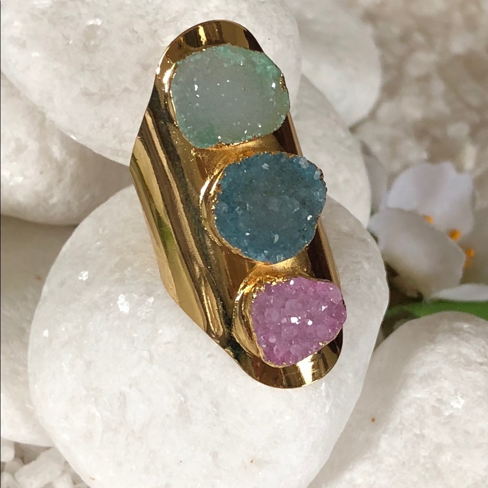 🛍✨NATURAL GOLD PLATED DRUZY RING🛍✨